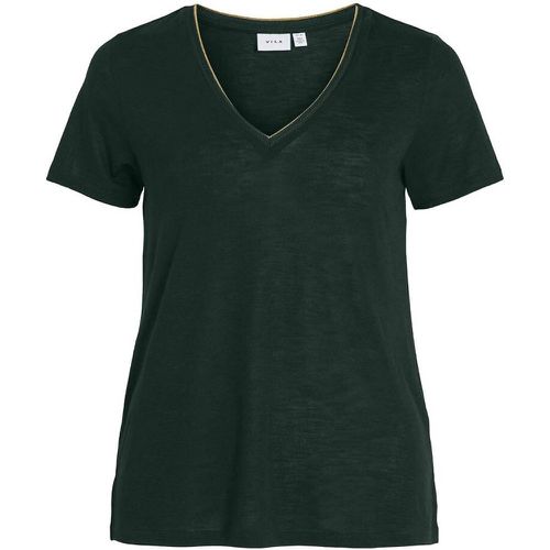 Jersey T-Shirt with Glittery Neckline - Vila - Modalova