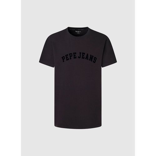 Cotton Flocked Logo T-Shirt with Short Sleeves - Pepe Jeans - Modalova