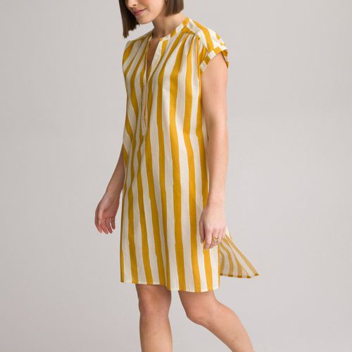 Striped Cotton Tunic with Grandad Collar and Short Sleeves - Anne weyburn - Modalova