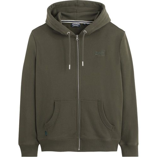 Embroidered Logo Zipped Hoodie in Cotton Mix - Superdry - Modalova