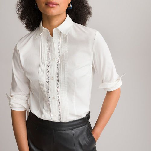 Cotton Lace Detail Shirt with Long Sleeves - Anne weyburn - Modalova