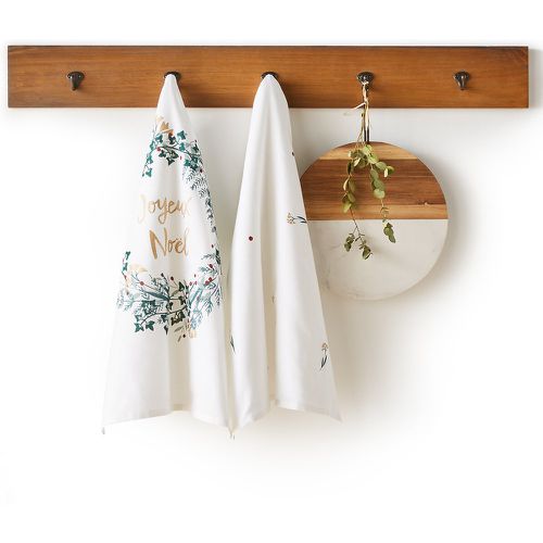 Set of 2 Floya Christmas Wreath Cotton and Linen Blend Tea Towels - LA REDOUTE INTERIEURS - Modalova