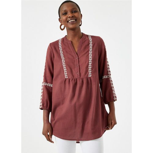 Cotton Grandad Collar Tunic with 3/4 Length Sleeves - Anne weyburn - Modalova