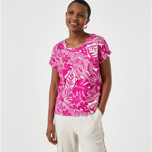 Floral Cotton Mix T-Shirt with Crew Neck and Short Sleeves - Anne weyburn - Modalova