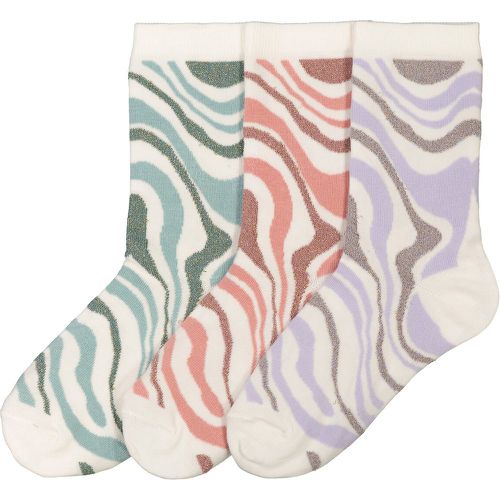 Pack of 3 Pairs of Crew Socks in Zebra Print Cotton Mix - LA REDOUTE COLLECTIONS - Modalova