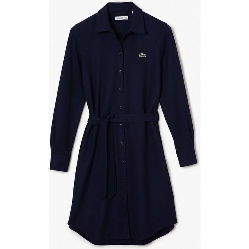 Cotton Midi Shirt Dress with Removable Tie-Waist and Buttons - Lacoste - Modalova