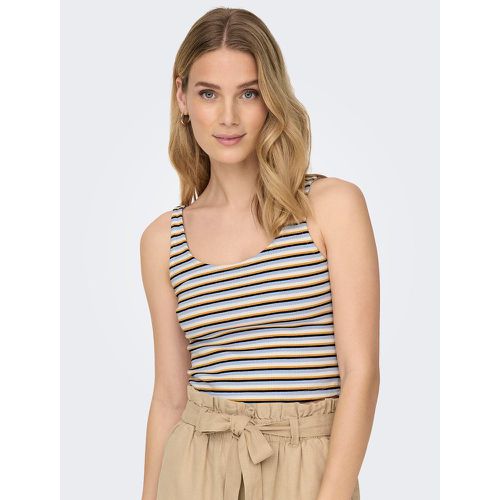 Striped Cropped Vest Top in Cotton - Only - Modalova