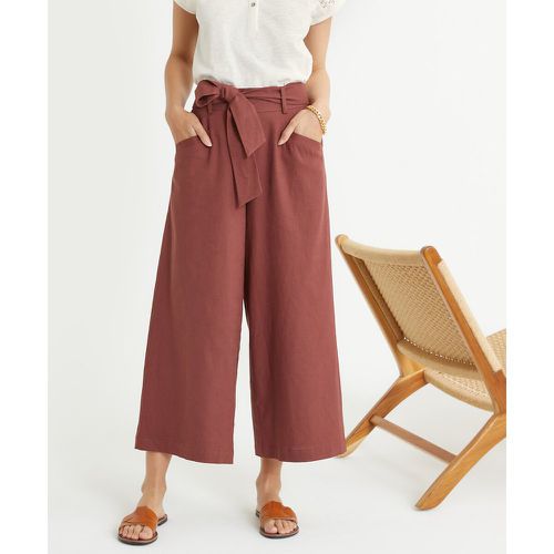Cropped Wide Leg Trousers in Cotton/Linen, Length 24.5" - Anne weyburn - Modalova