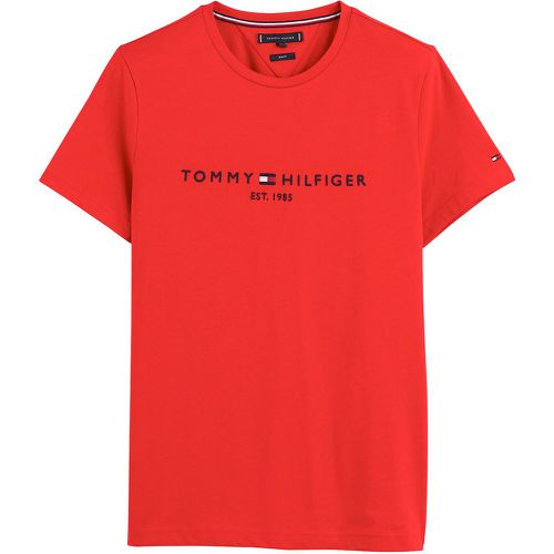Cotton Embroidered Logo T-Shirt with Crew Neck and Short Sleeves - Tommy Hilfiger - Modalova