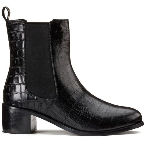 Wide Fit Ankle Boots in Leather with Pointed Toe and Block Heel - LA REDOUTE COLLECTIONS PLUS - Modalova