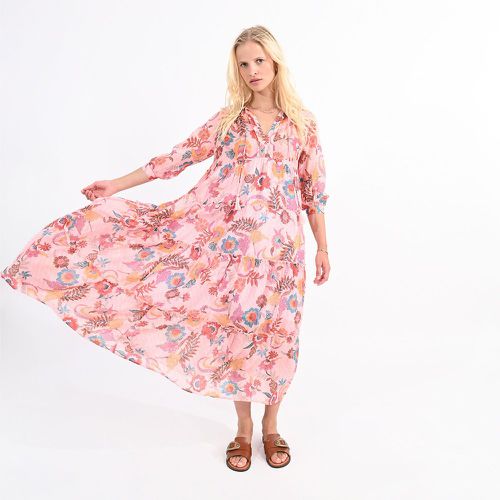 Cotton Maxi Dress in Floral/Leaf Print with V-Neck - MOLLY BRACKEN - Modalova