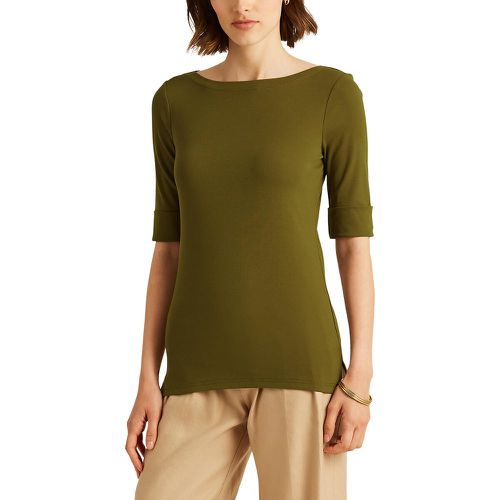 Cotton Mix T-Shirt with Boat-Neck and Short Sleeves - Lauren Ralph Lauren - Modalova