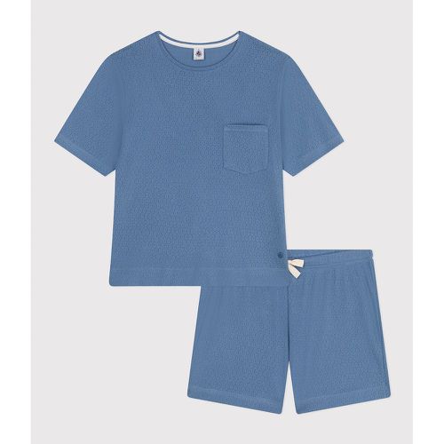 Short Sleeve Short Pyjamas in 1/1 Ribbed Cotton - PETIT BATEAU - Modalova