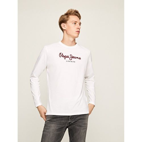 Eggo Logo Print T-Shirt in Cotton with Long Sleeves and Crew Neck - Pepe Jeans - Modalova