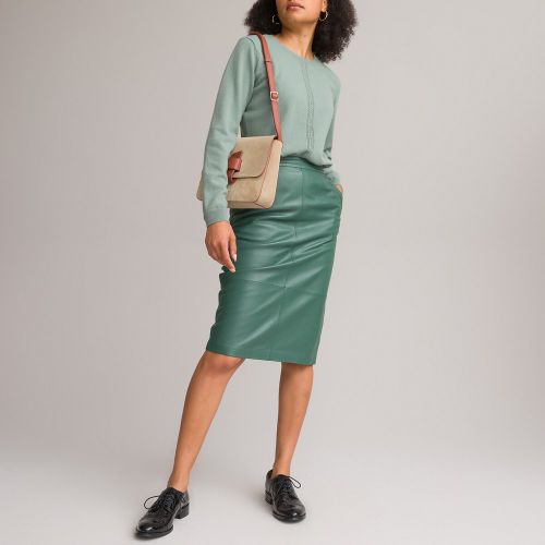 Knee-Length Straight Skirt in Leather - Anne weyburn - Modalova