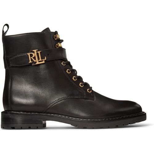 Leather Ankle Boots with Laces and Small Stacked Heel - Lauren Ralph Lauren - Modalova
