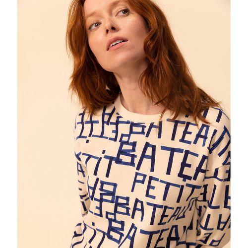 Brushed Cotton Sweatshirt with Silk-Screen Print - PETIT BATEAU - Modalova
