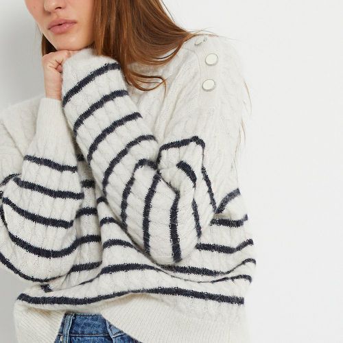 Cable Knit Jumper with Breton Stripes in Alpaca Mix - LA REDOUTE COLLECTIONS - Modalova