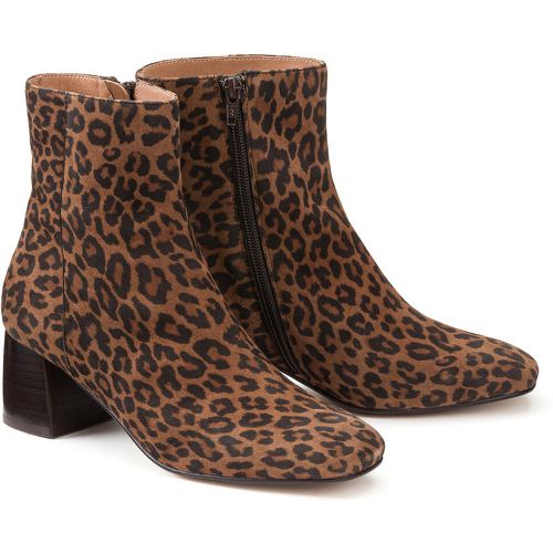 Les Signatures - Leopard Print Ankle Boots in Suede with Heel - LA REDOUTE COLLECTIONS - Modalova