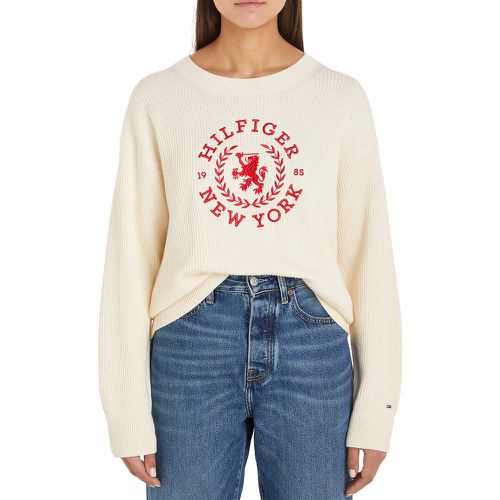 Embroidered Cotton Sweatshirt with Crew Neck - Tommy Hilfiger - Modalova