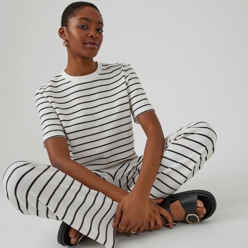 Striped Bubble Knit T-Shirt in Cotton Mix with Crew Neck - LA REDOUTE COLLECTIONS - Modalova