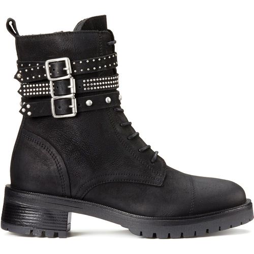 Suede Ankle Boots with Studded Straps and Laces - IKKS - Modalova