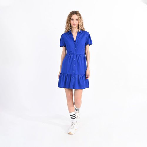 Tiered Mini Shirt Dress with Short Sleeves - LILI SIDONIO - Modalova