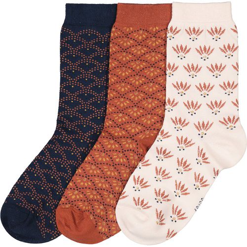 Pack of 3 Pairs of Crew Socks with Art Deco Design in Cotton Mix - LA REDOUTE COLLECTIONS - Modalova