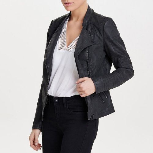 Cropped Faux Suede Biker Jacket with Pockets - Only - Modalova