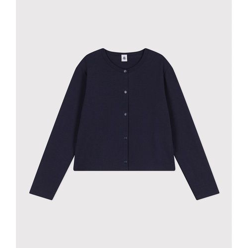 Cotton Jersey Cropped Cardigan - PETIT BATEAU - Modalova