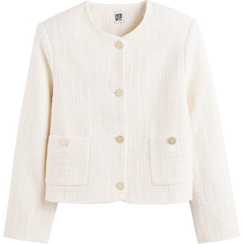 Cotton Tweed Boxy Jacket with Round Neck - LA REDOUTE COLLECTIONS - Modalova