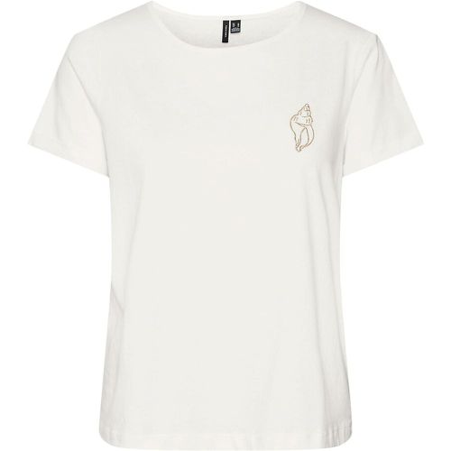 Organic Cotton Slogan T-Shirt with Short Sleeves - Vero Moda - Modalova