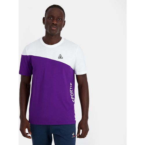 Colour Block Cotton T-Shirt with Crew Neck - Le Coq Sportif - Modalova