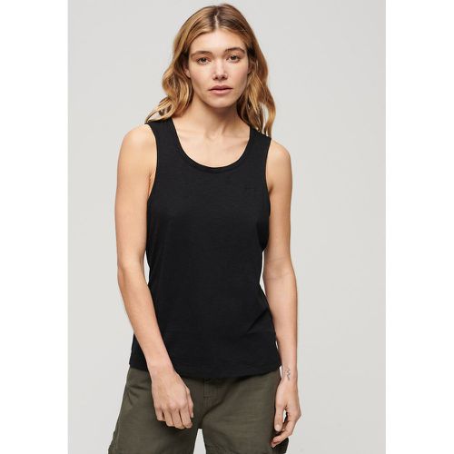 Embroidered Logo Vest Top in Cotton Mix with Crew Neck - Superdry - Modalova