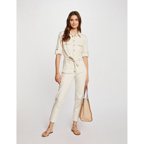 Tie-Waist Jumpsuit in Cotton Mix - Morgan - Modalova