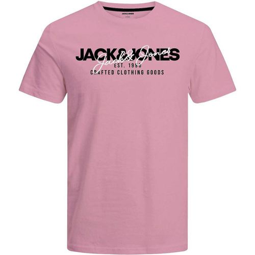 Logo Print Cotton T-Shirt with Crew Neck - jack & jones - Modalova