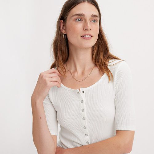 Cotton Mix Buttoned T-Shirt with 3/4 Length Sleeves - Levi's - Modalova