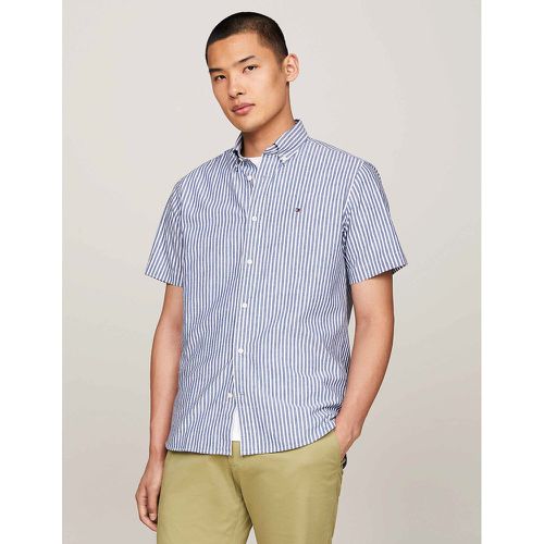 Striped Shirt in Cotton/Linen Mix with Short Sleeves - Tommy Hilfiger - Modalova