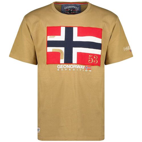 J-Newflag Cotton T-Shirt with Crew Neck and Short Sleeves - geographical norway - Modalova