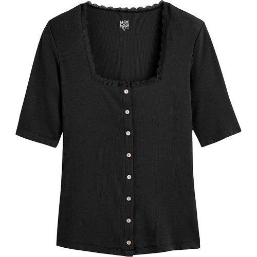 Buttoned Square Neck T-Shirt with Lace Detail - LA REDOUTE COLLECTIONS - Modalova