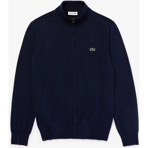 Embroidered Logo Cotton Cardigan with Zip Fastening and High Neck - Lacoste - Modalova