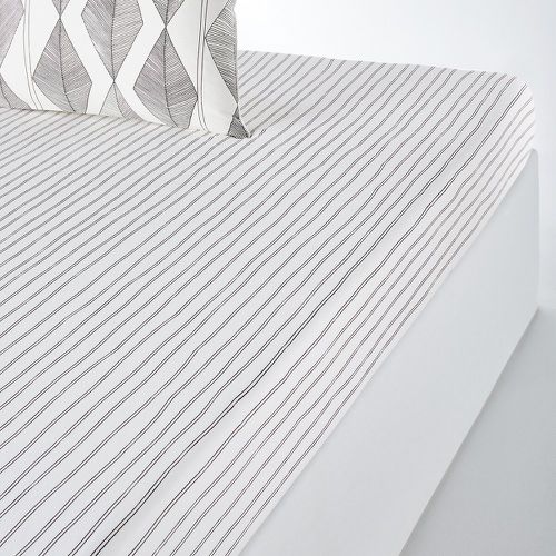 Assane Striped 100% Washed Cotton Fitted Sheet - LA REDOUTE INTERIEURS - Modalova