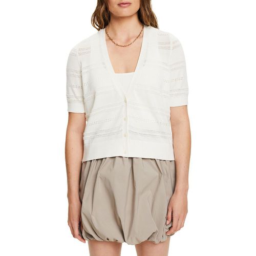 Cotton V-Neck Cardigan with Short Sleeves - Esprit - Modalova