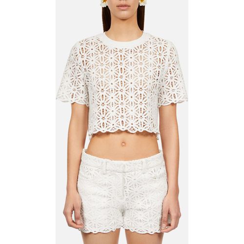 Cotton Floral Lace T-Shirt with Short Sleeves - THE KOOPLES - Modalova