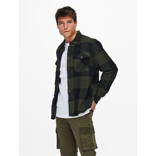 Milo Checked Flannel Shacket in Cotton and Straight Fit - Only & Sons - Modalova