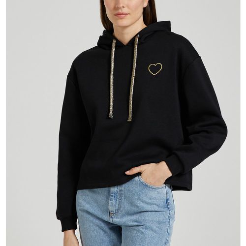 Embroidered Heart Hoodie in Cotton Mix - Pieces - Modalova