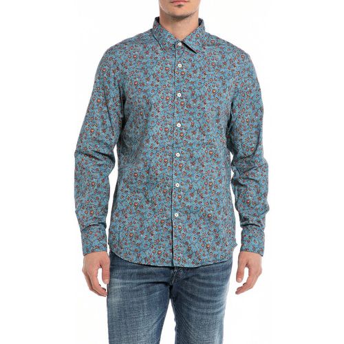 Printed Cotton Shirt in Regular Fit with Long Sleeves - Replay - Modalova