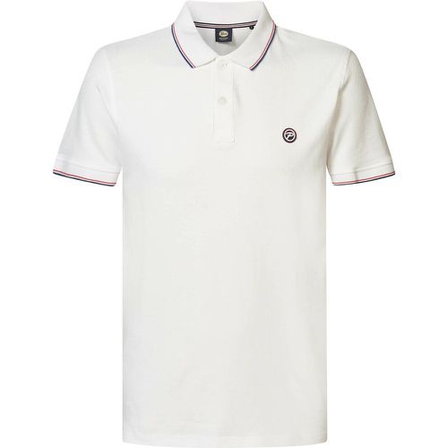 Cotton Tipped Polo Shirt with Short Sleeves - PETROL INDUSTRIES - Modalova