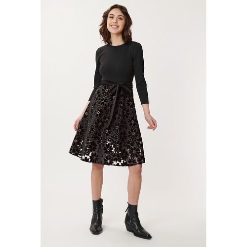 Damgan Jersey/Velvet Dress with Embroidered, Openwork Skirt - DERHY - Modalova