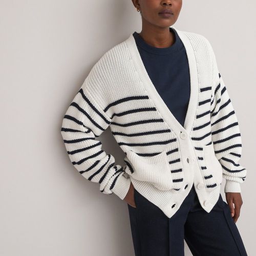 Breton Striped Cardigan in Cotton Mix with Button Fastening - LA REDOUTE COLLECTIONS - Modalova